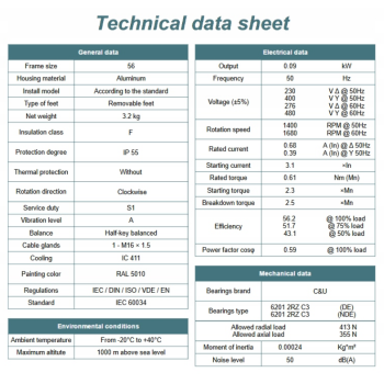 Silnik elektryczny 0,09kW 1400 obr/min. 56 B3
