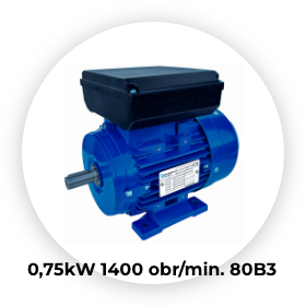 Silnik elektryczny jednofazowy 0,75kW 1400 obr/min. 80B3